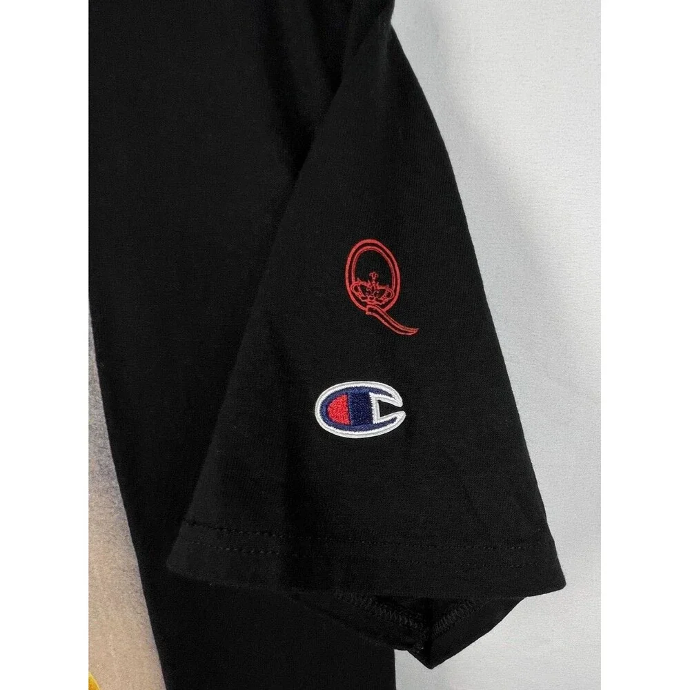 CHAMPION QUEEN Official Merch Graphic T-Shirt Medium Black Freddie Mercury Band - Picture 7 of 13